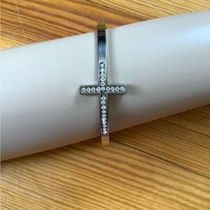 Rhinestone Cross Stainless Steel Bracelet